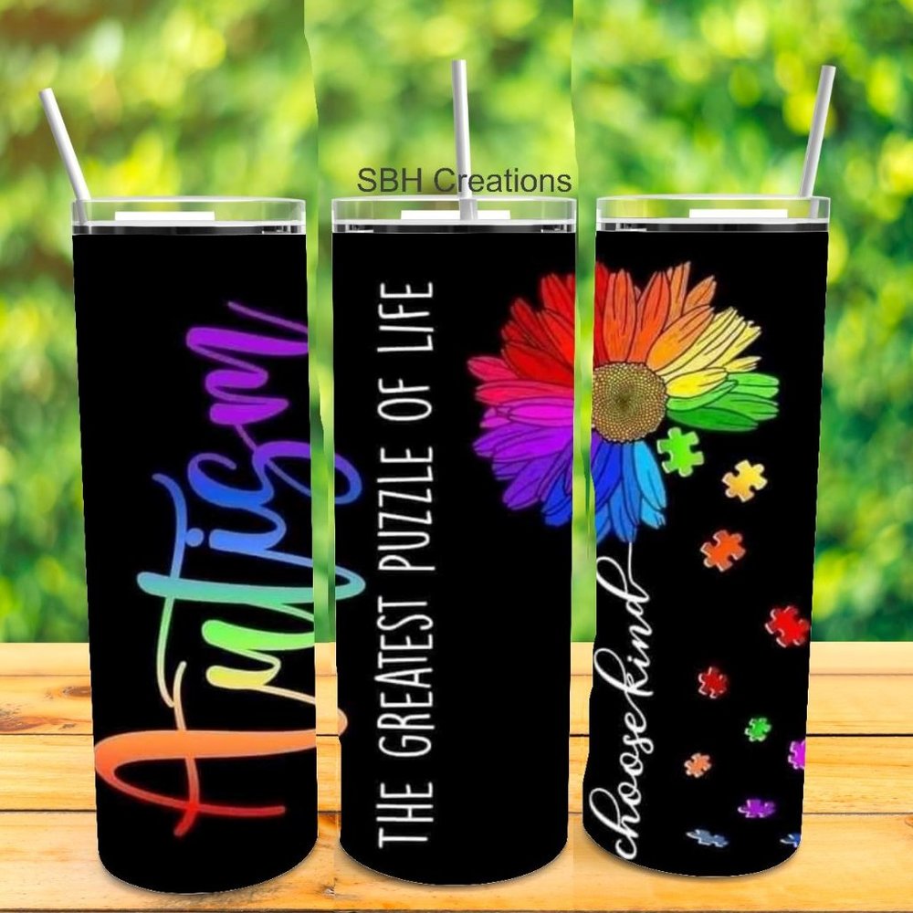 Autism Puzzle flower Tumbler